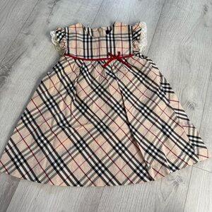 Burberry Kids Plaid Dress with Red Ribbon